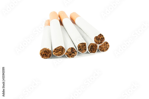Cigarette with filter isolated on white background.