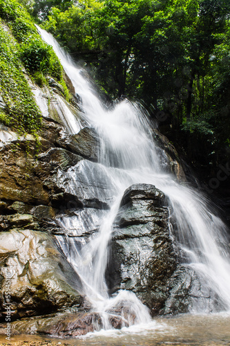Tad Mork Water Fall in Maerim , Chiangmai Thailand