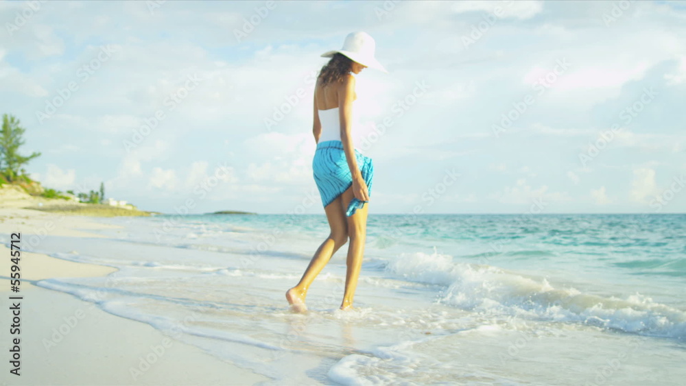 Young Female Enjoying Luxury Beach Lifestyle Young Female Enjoying Luxury Beach Lifestyle