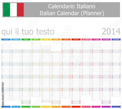 2014 Italian Planner-2 Calendar with Vertical Months