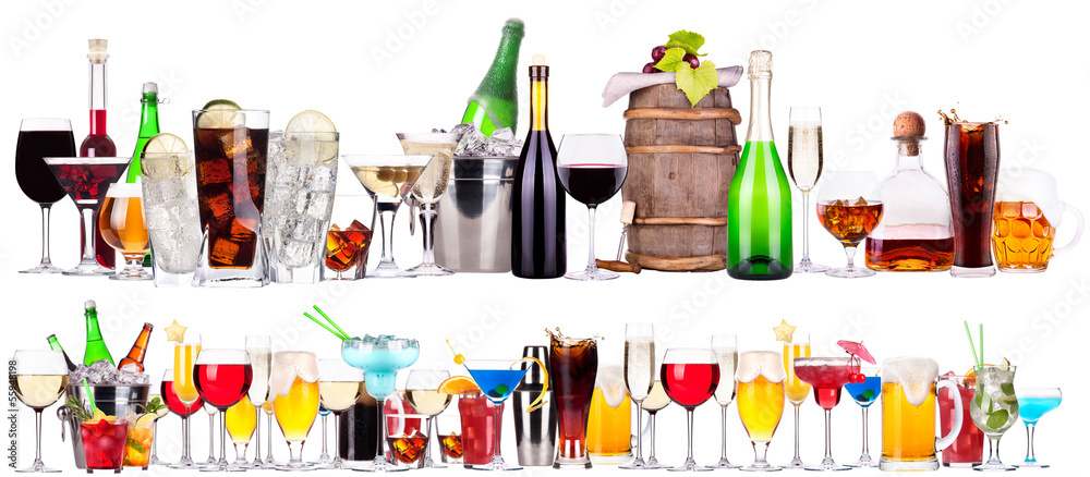 different alcohol drinks set isolated different alcohol drinks set isolated