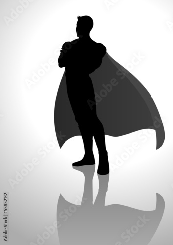 Silhouette illustration of a superhero posing