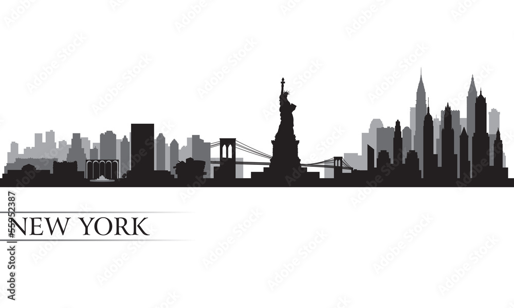 New York city skyline detailed silhouette