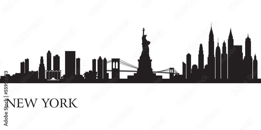 New York city skyline silhouette background - obrazy, fototapety, plakaty 