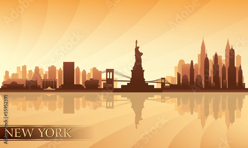 New York city skyline detailed silhouette