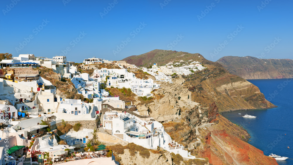 Village of Oia on the slopes of the caldera on the  island of Sa