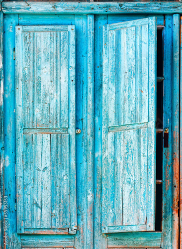 old blue wooden shutters