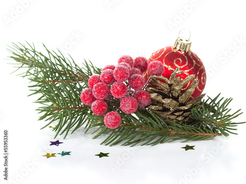 Decorative christmas composition isolated on white