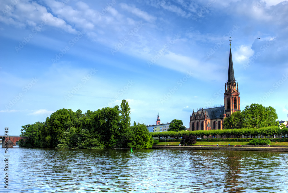 Frankfurt church on the river