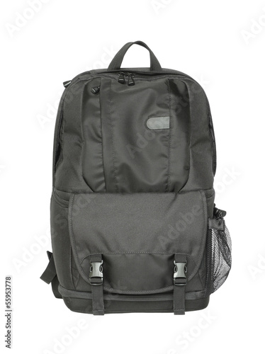 Black backpack isolated on white background