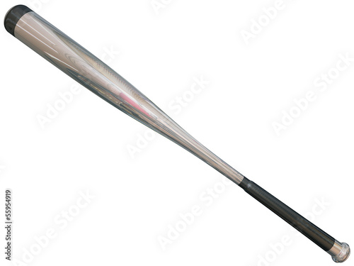 Canvastavla Batte de baseball métal 3D sur fond blanc