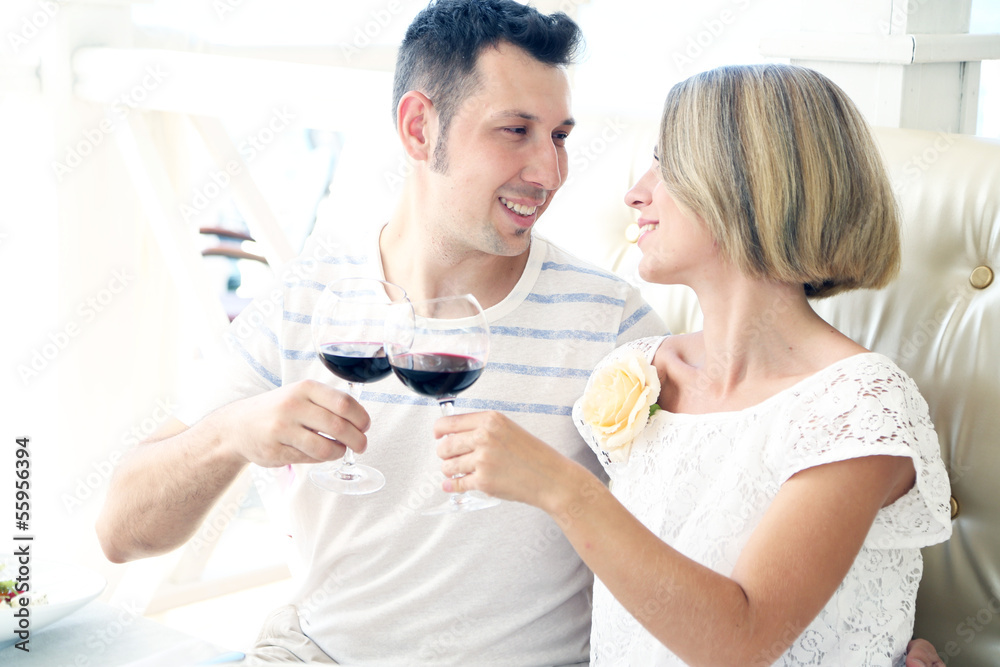Beautiful couple having romantic dinner at restaurant Beautiful couple having romantic dinner at restaurant