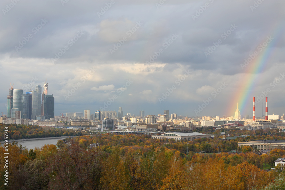 Panoramic view on Moskva river, Business complex Moscow city