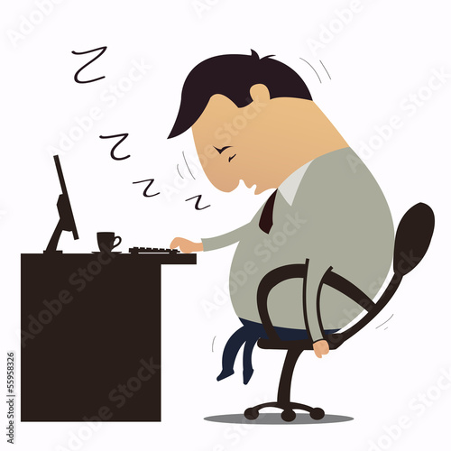 Businessman falling sleep at work