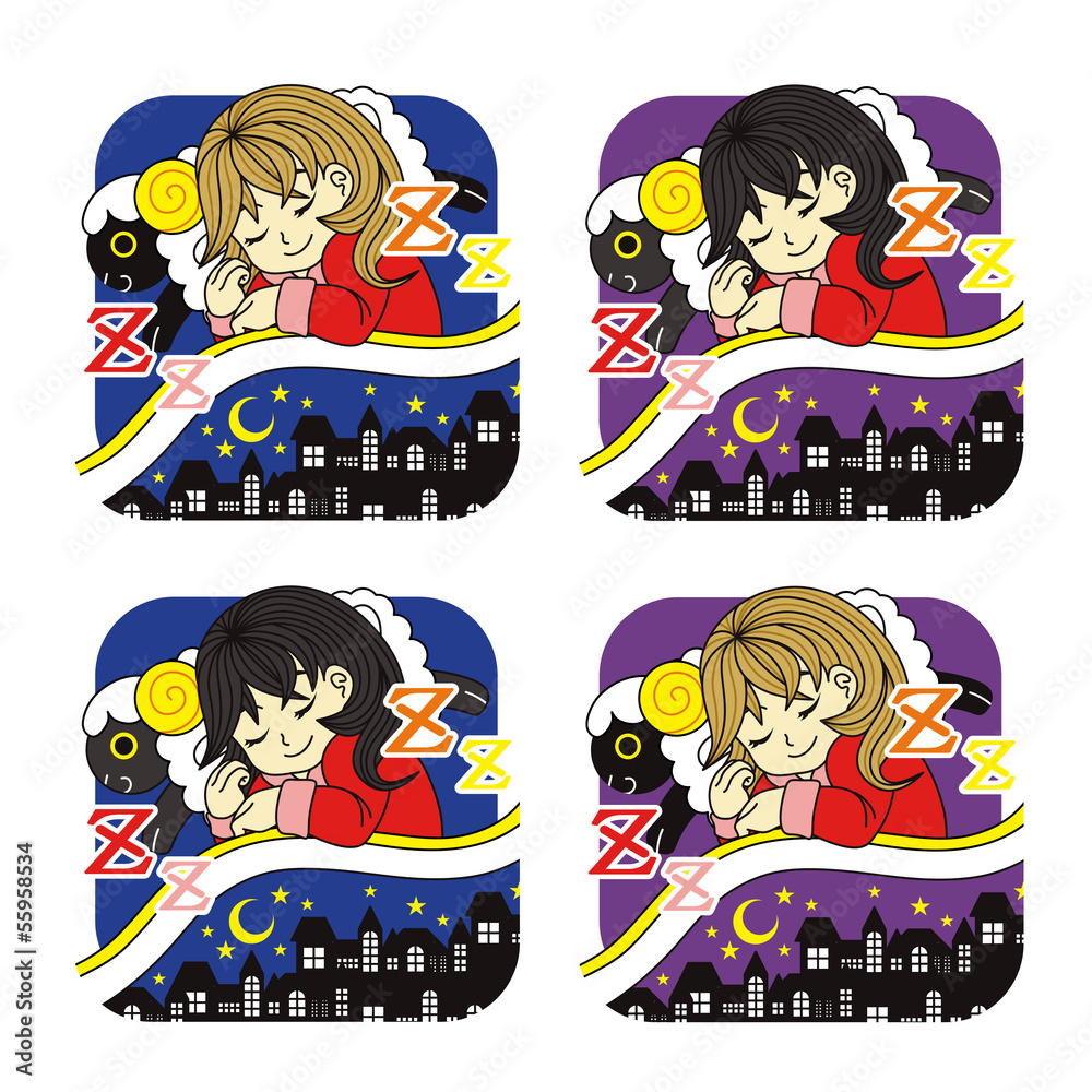 夜眠る少女と黒羊枕夜景布団アイコン4パターン Stock Vector Adobe Stock 夜眠る少女と黒羊枕夜景布団アイコン4パターン Stock Vector Adobe Stock
