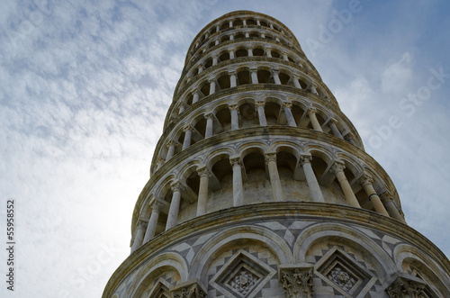 Pisa leaning tower view from the bottom