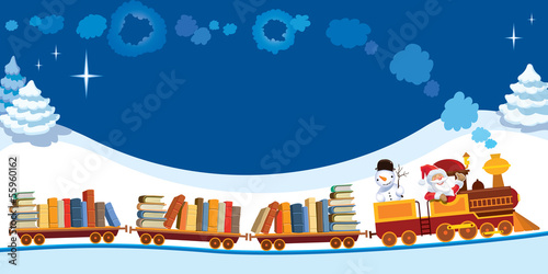 Christmas train with books