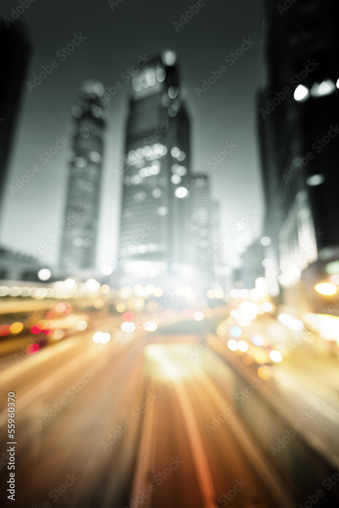 Fototapeta premium blured Night lights of the Hong Kong out of focus