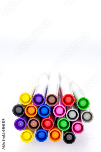 Tips of felt tippet colored markers