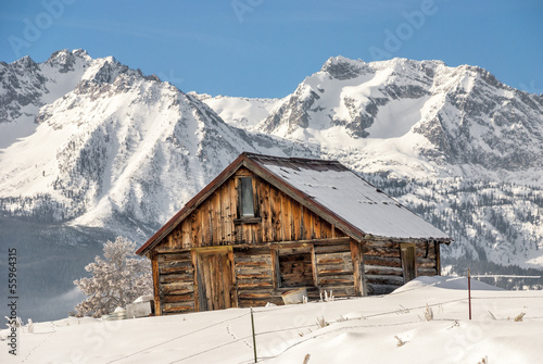 Winter Cabin and Idaho mountains #55964315