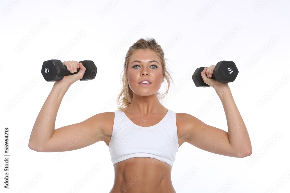 Happy Young Woman Working Out and Doing Fitness Activities Happy Young Woman Working Out and Doing Fitness Activities