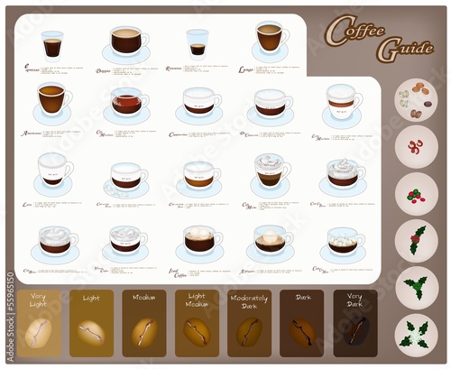 A Set of Coffee Type and Coffee Bean