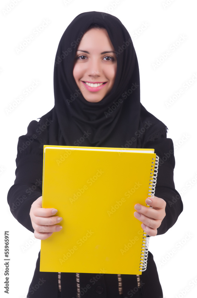 Young muslim female student with books Young muslim female student with books
