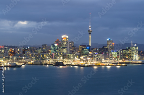 Auckland city skyline in the evening