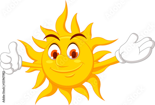 Cute Smiling sun showing thumb up