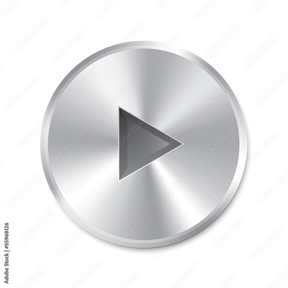 Realistic metallic Play Button (round). Isolated. Realistic metallic Play Button (round). Isolated.