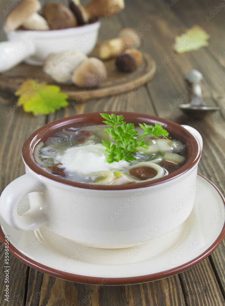 Mushroom soup with sour cream Mushroom soup with sour cream