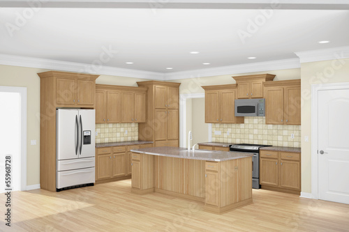 Kitchen interior wide angle