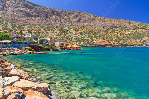 Plaka town at Mirabello bay on Crete, Greece
