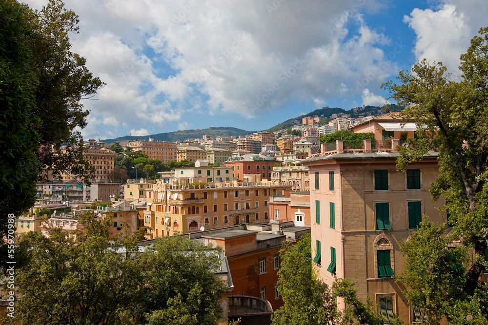 Summer view of Genoa city, Italy