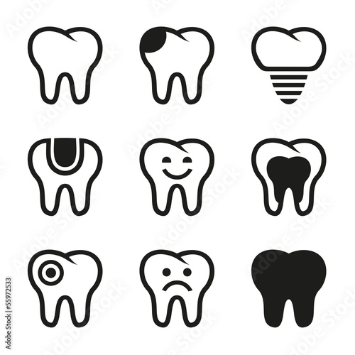 Tooth vector icons set