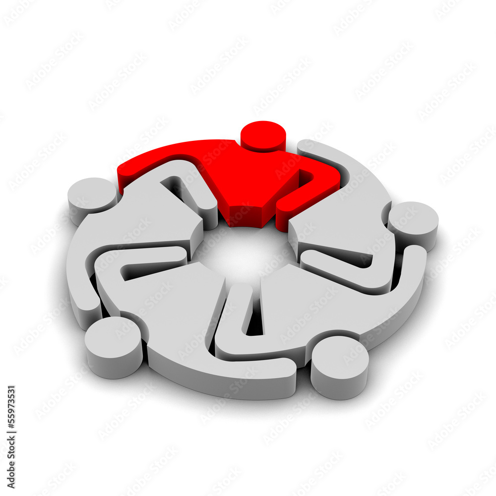 Teamwork Hugging with Leader, group of 5 persons Teamwork Hugging with Leader, group of 5 persons