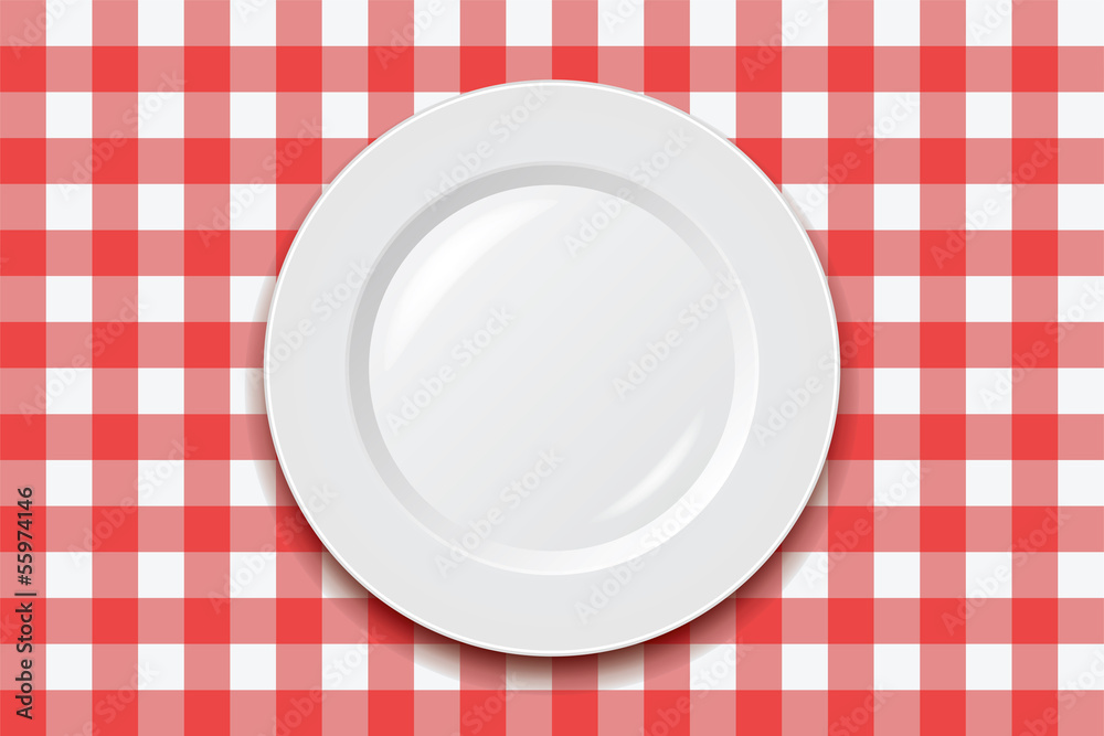 vector red picnic tablecloth and empty plate vector red picnic tablecloth and empty plate