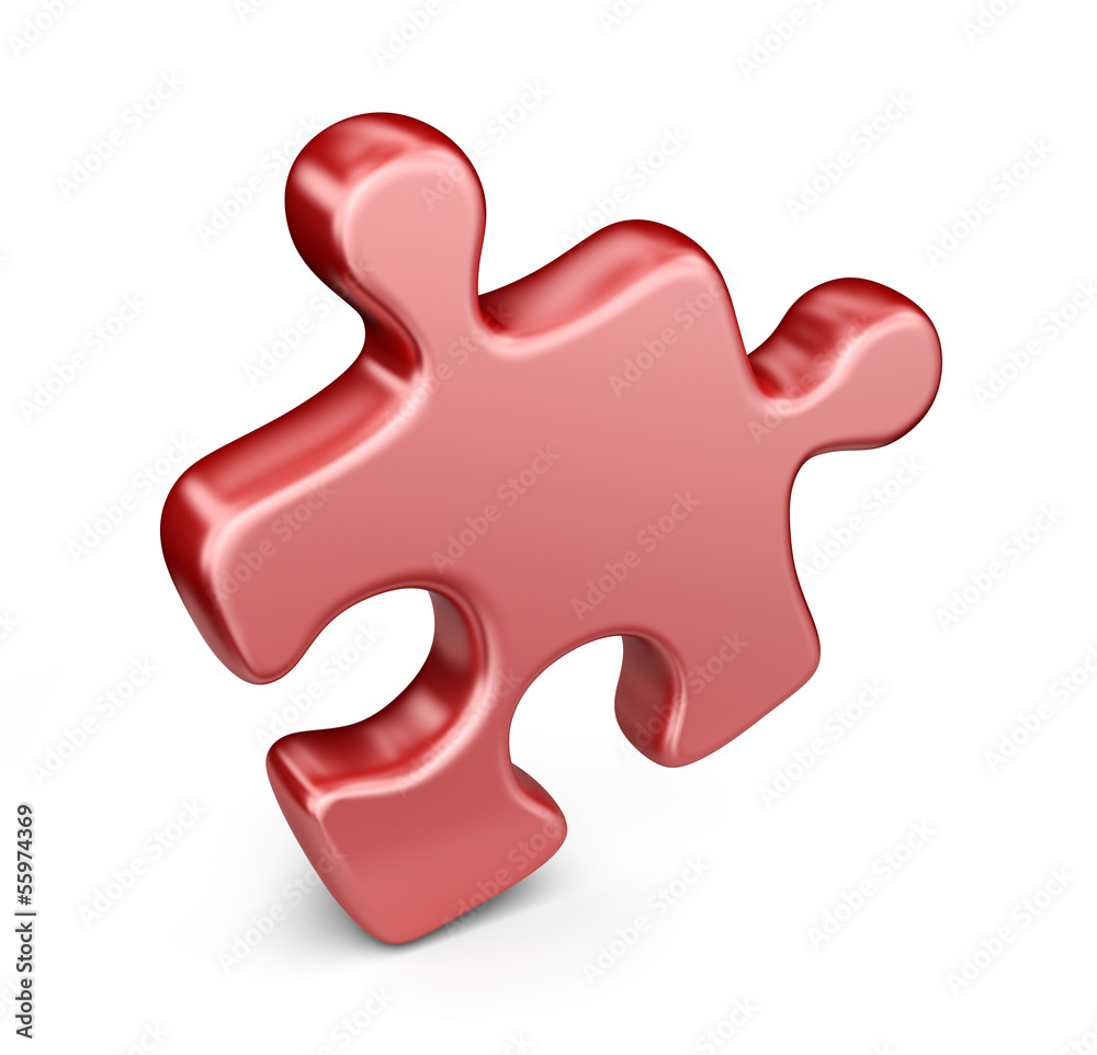 Single jigsaw puzzle piece. 3D Icon isolated on white background Single jigsaw puzzle piece. 3D Icon isolated on white background
