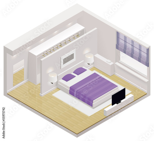 Vector isometric bedroom icon