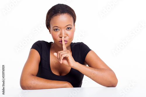 african american woman saying shhh photo