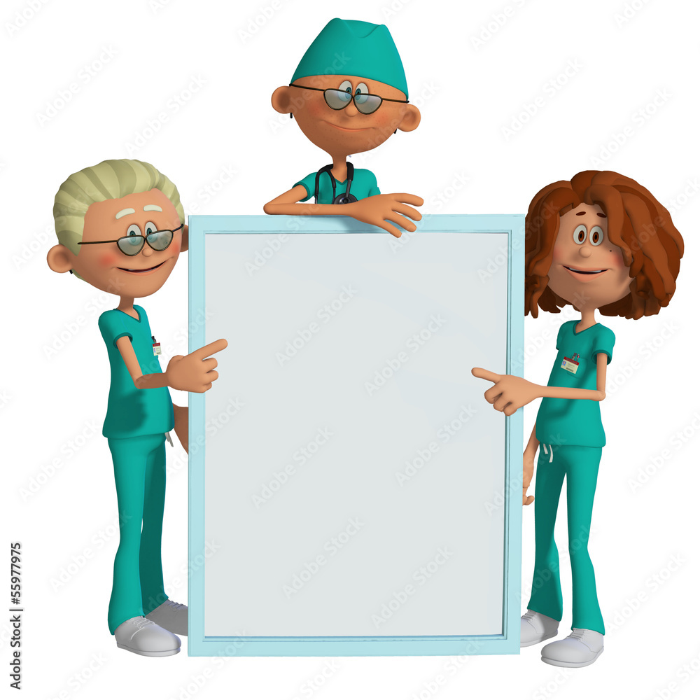 hospital-team-holding-placard-stock-illustration-adobe-stock