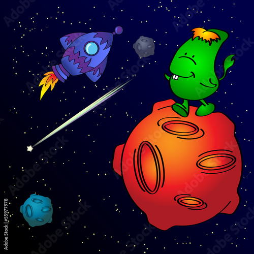 Space monster and rocket
