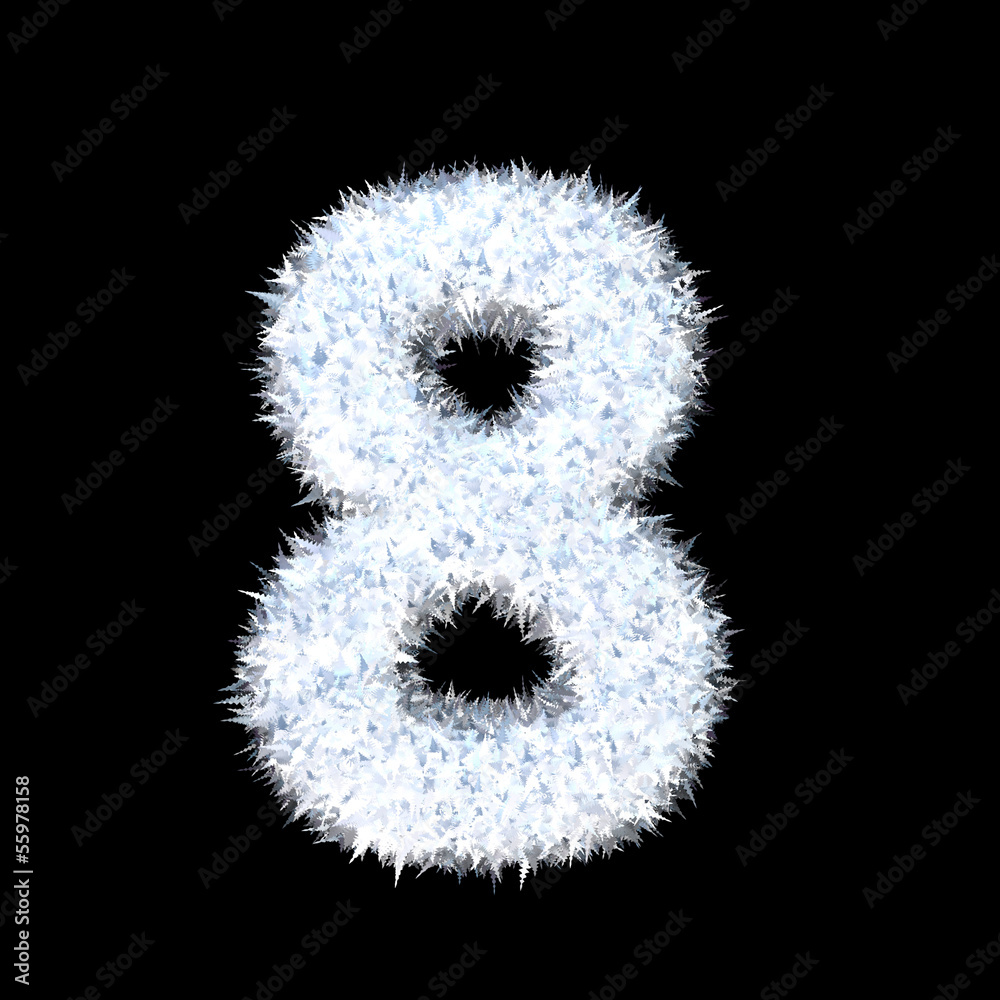 ice alphabet isolated on black