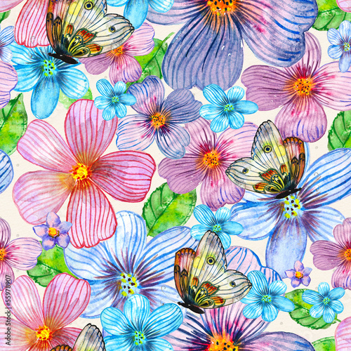 floral seamless texture of watercolor