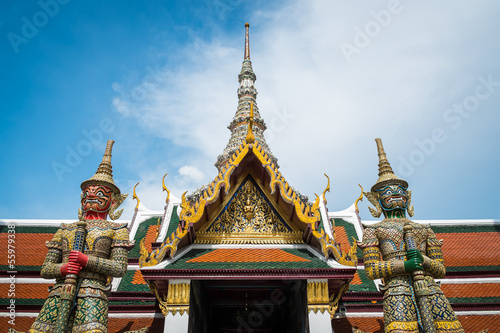 Giant guardians at Wat Phra Kaew  Bangkok  Thailand