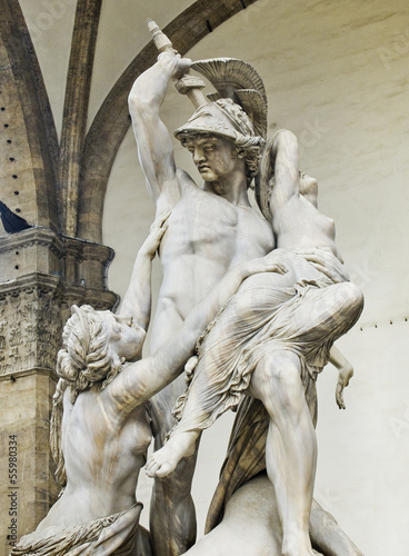 The Rape of Polyxena sculpture in Loggia della Signoria. Florenc photo