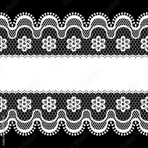 Old lace border, abstract ornament. Vector texture.