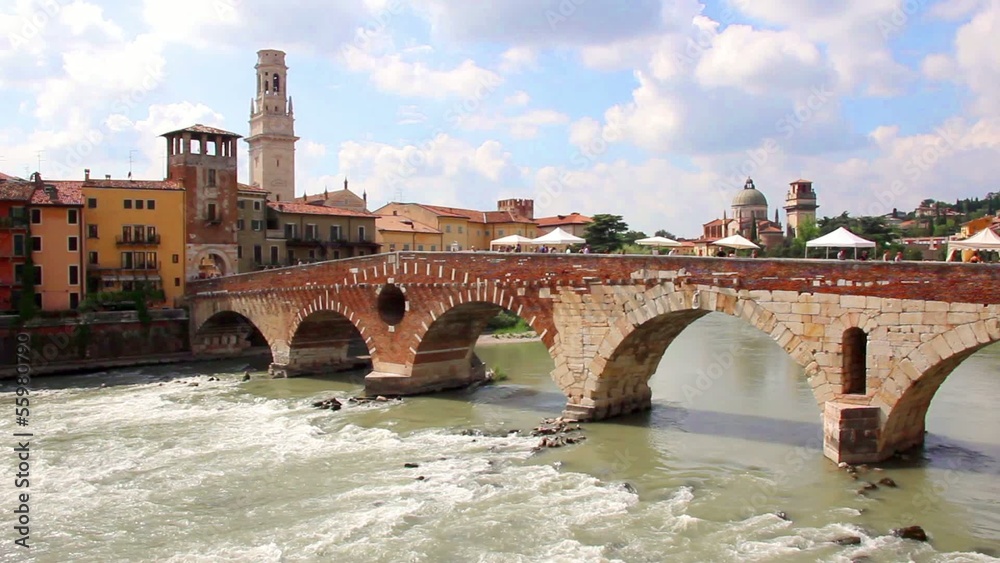 Ponte Pietra on the Adige River, Verona, Italy, Europe Ponte Pietra on the Adige River, Verona, Italy, Europe