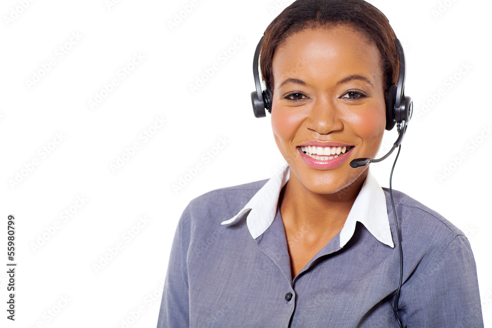 african american call center operator with headphones african american call center operator with headphones