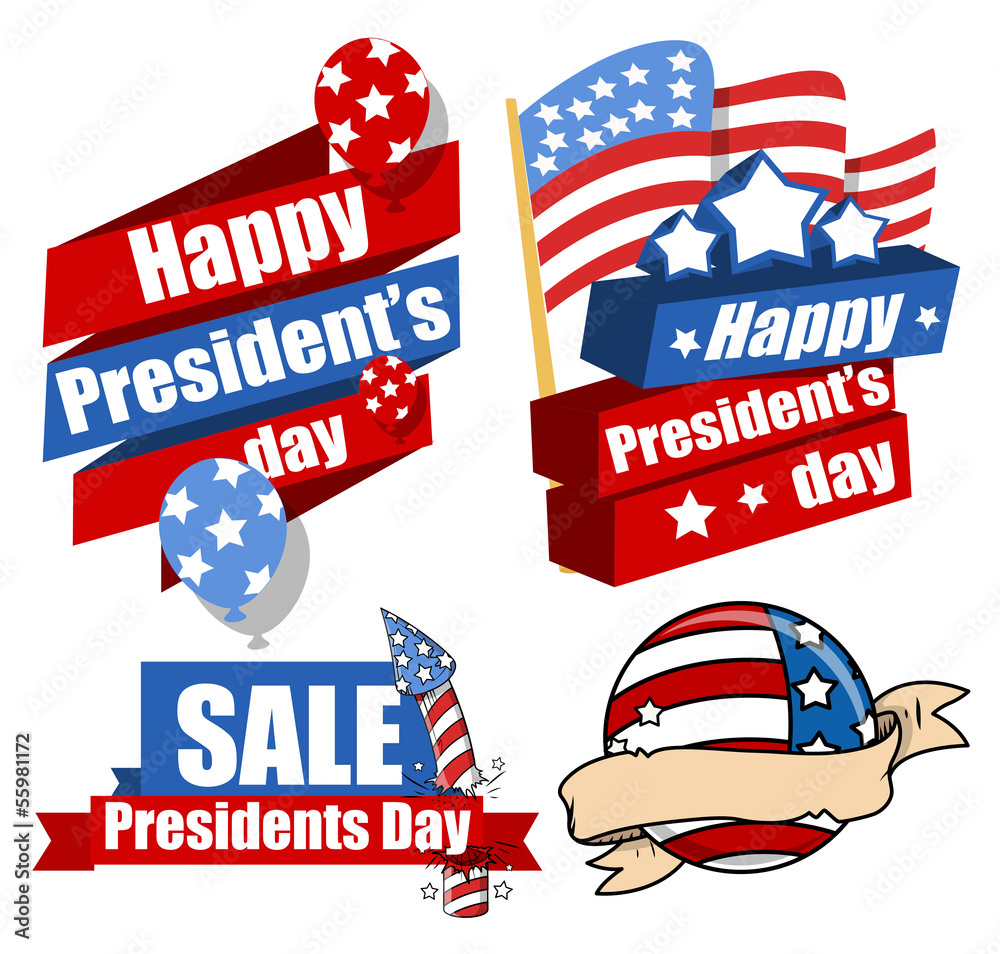United States National Holidays - Presidents Day Vector Set